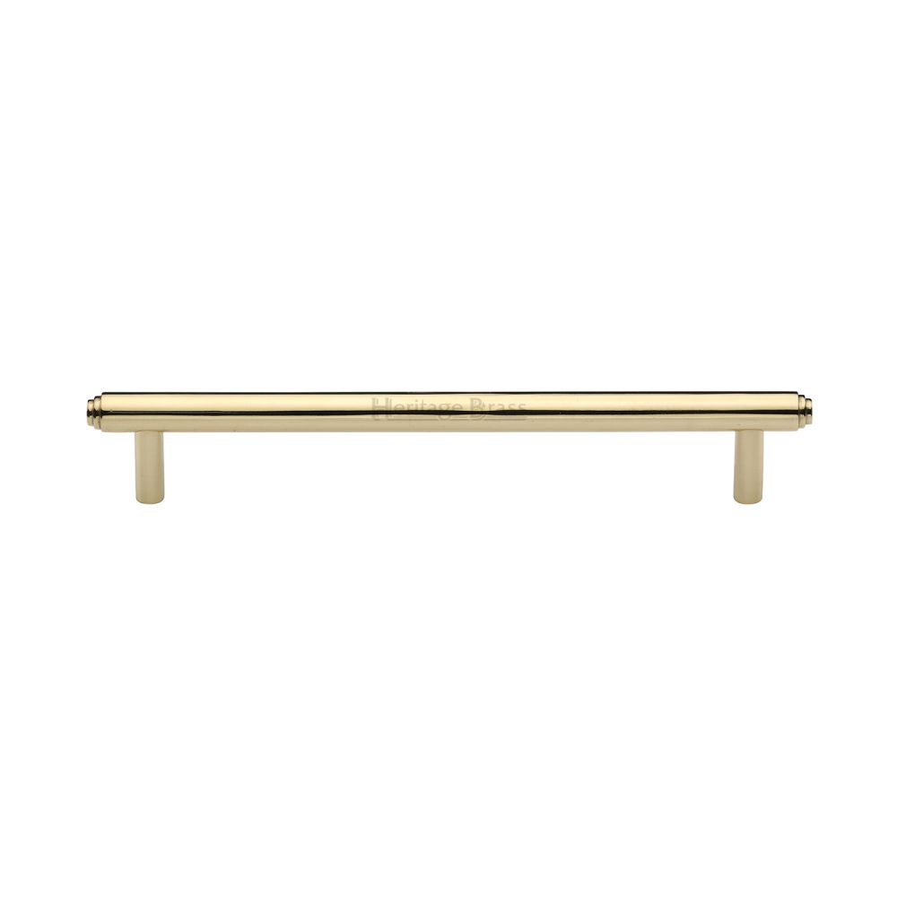 This is an image of a Heritage Brass - Cabinet Pull Stepped Design 160mm CTC Polished Brass Finish, v4410-160-pb that is available to order from T.H Wiggans Ironmongery in Kendal.