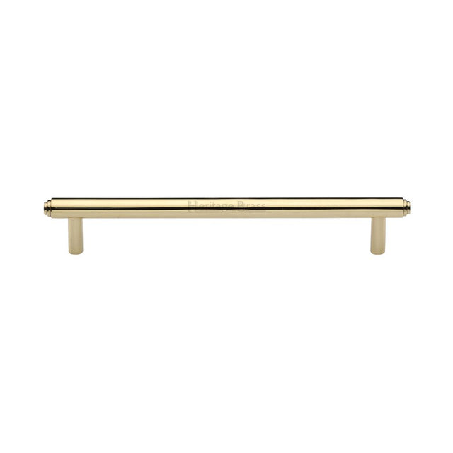 This is an image of a Heritage Brass - Cabinet Pull Stepped Design 160mm CTC Polished Brass Finish, v4410-160-pb that is available to order from T.H Wiggans Ironmongery in Kendal.