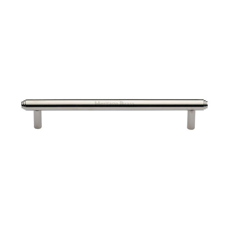 This is an image of a Heritage Brass - Cabinet Pull Stepped Design 160mm CTC Polished Nickel Finish, v4410-160-pnf that is available to order from T.H Wiggans Ironmongery in Kendal.