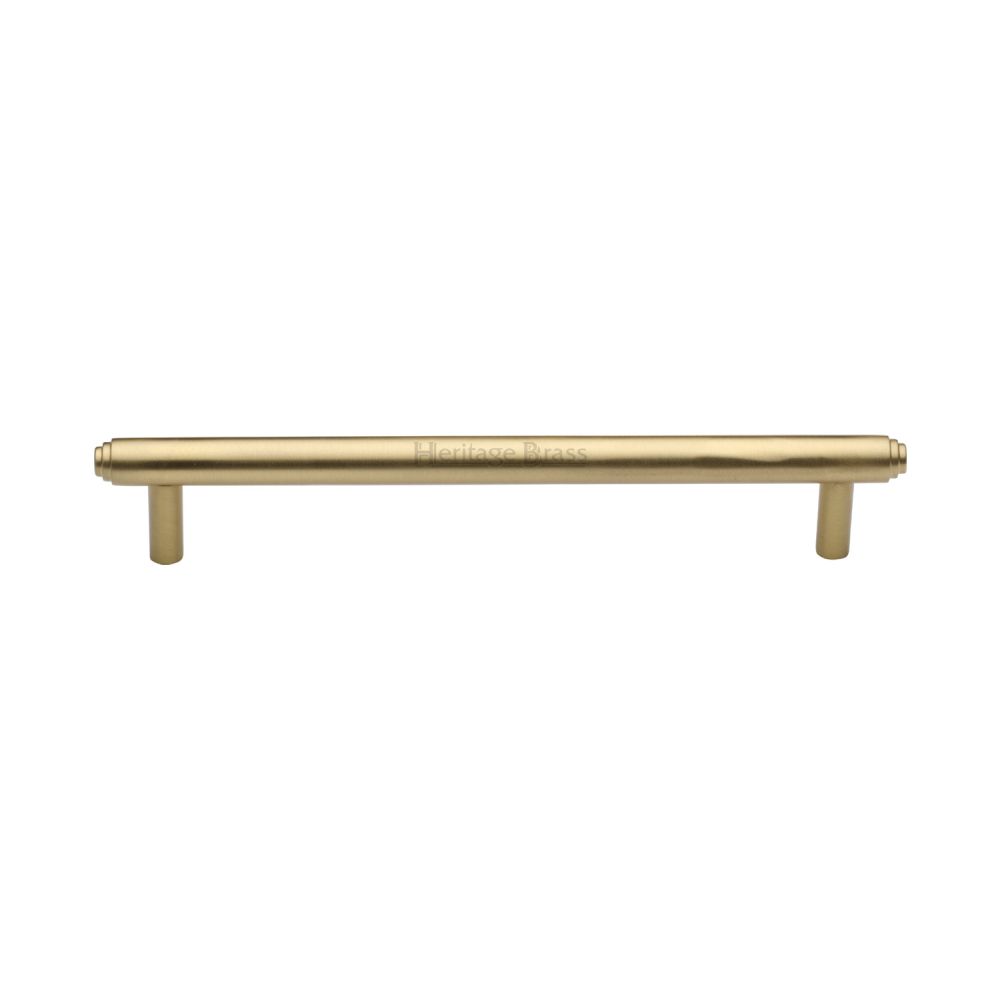 This is an image of a Heritage Brass - Cabinet Pull Stepped Design 160mm CTC Satin Brass Finish, v4410-160-sb that is available to order from T.H Wiggans Ironmongery in Kendal.