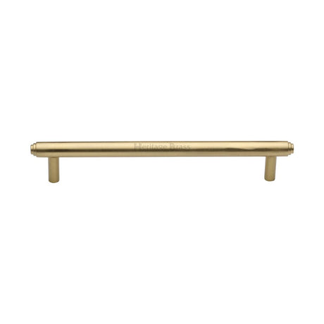 This is an image of a Heritage Brass - Cabinet Pull Stepped Design 160mm CTC Satin Brass Finish, v4410-160-sb that is available to order from T.H Wiggans Ironmongery in Kendal.