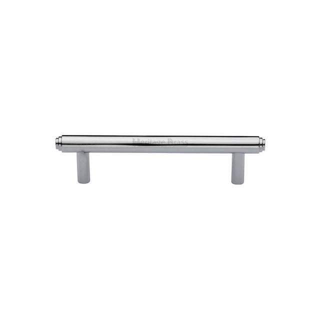 This is an image of a Heritage Brass - Cabinet Pull Stepped Design 96mm CTC Polished Chrome Finish, v4410-96-pc that is available to order from T.H Wiggans Ironmongery in Kendal.