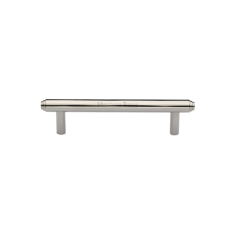 This is an image of a Heritage Brass - Cabinet Pull Stepped Design 96mm CTC Polished Nickel Finish, v4410-96-pnf that is available to order from T.H Wiggans Ironmongery in Kendal.
