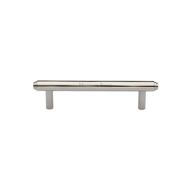 This is an image of a Heritage Brass - Cabinet Pull Stepped Design 96mm CTC Polished Nickel Finish, v4410-96-pnf that is available to order from T.H Wiggans Ironmongery in Kendal.