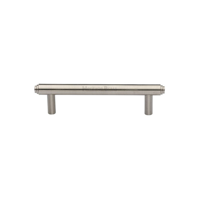 This is an image of a Heritage Brass - Cabinet Pull Stepped Design 96mm CTC Satin Nickel Finish, v4410-96-sn that is available to order from T.H Wiggans Ironmongery in Kendal.