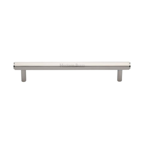 This is an image of a Heritage Brass - Cabinet Pull Hexagon Design 160mm CTC Polished Nickel Finish, v4422-160-pnf that is available to order from T.H Wiggans Ironmongery in Kendal.