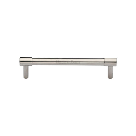 This is an image of a Heritage Brass - Cabinet Pull Phoenix Design 128mm CTC Polished Nickel Finish, v4434-128-pnf that is available to order from T.H Wiggans Ironmongery in Kendal.