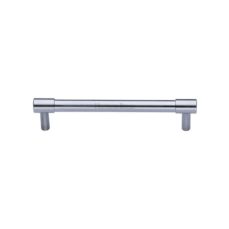 This is an image of a Heritage Brass - Cabinet Pull Phoenix Design 128mm CTC Sain Chrome finish, v4434-128-sc that is available to order from T.H Wiggans Ironmongery in Kendal.