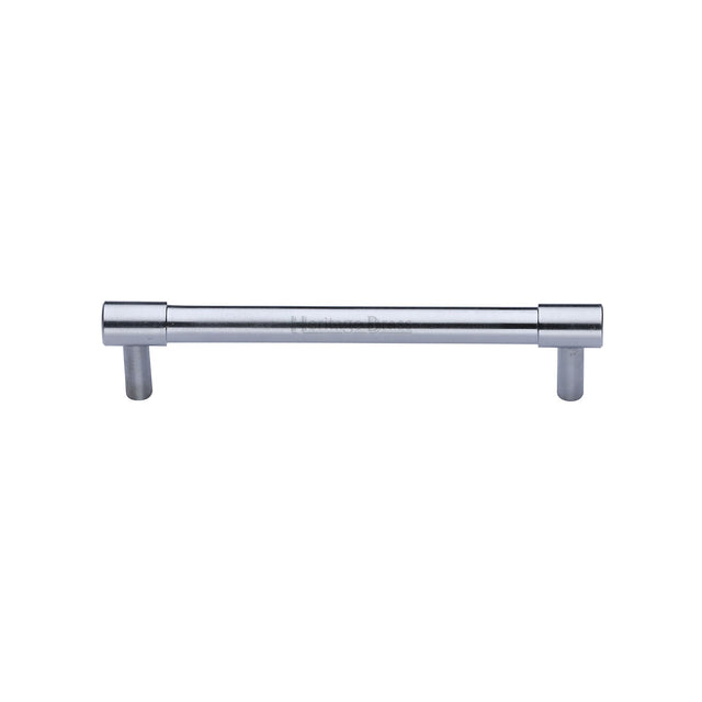 This is an image of a Heritage Brass - Cabinet Pull Phoenix Design 128mm CTC Sain Chrome finish, v4434-128-sc that is available to order from T.H Wiggans Ironmongery in Kendal.