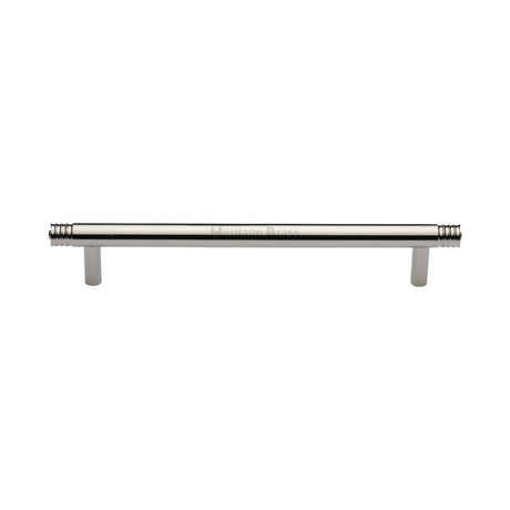 This is an image of a Heritage Brass - Cabinet Pull Contour Design 160mm CTC Polished Nickel Finish, v4446-160-pnf that is available to order from T.H Wiggans Ironmongery in Kendal.