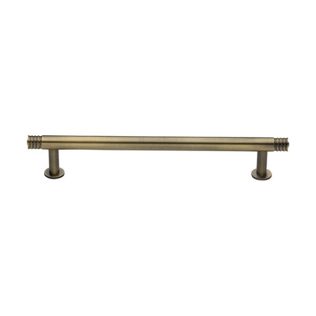 This is an image of a Heritage Brass - Cabinet Pull Contour Design with 16mm Rose 160mm CTC Antique Brass, v4447-160-at that is available to order from T.H Wiggans Ironmongery in Kendal.