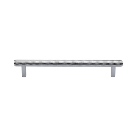This is an image of a Heritage Brass - Cabinet Pull Knurled Design 160mm CTC Polished Chrome Finish, v4458-160-pc that is available to order from T.H Wiggans Ironmongery in Kendal.