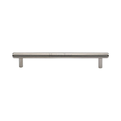 This is an image of a Heritage Brass - Cabinet Pull Knurled Design 160mm CTC Polished Nickel Finish, v4458-160-pnf that is available to order from T.H Wiggans Ironmongery in Kendal.