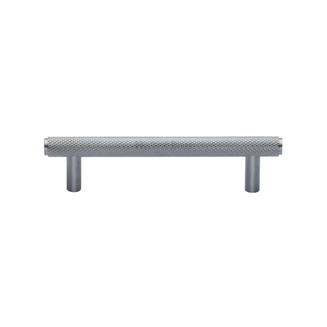 This is an image of a Heritage Brass - Cabinet Pull Complete Knurl Design 96mm CTC Satin Chrome finish, v4458-96-sc that is available to order from T.H Wiggans Ironmongery in Kendal.