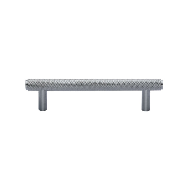 This is an image of a Heritage Brass - Cabinet Pull Complete Knurl Design 96mm CTC Satin Chrome finish, v4458-96-sc that is available to order from T.H Wiggans Ironmongery in Kendal.
