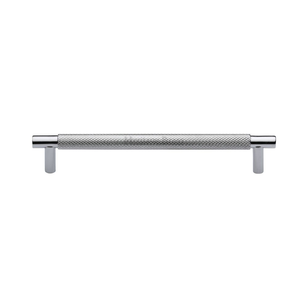 This is an image of a Heritage Brass - Cabinet Pull Partial Knurled Design 160mm CTC Polished Chrome Finis, v4461-160-pc that is available to order from T.H Wiggans Ironmongery in Kendal.
