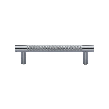 This is an image of a Heritage Brass - Cabinet Pull Partial Knurl Design 96mm CTC Satin Chrome finish, v4461-96-sc that is available to order from T.H Wiggans Ironmongery in Kendal.