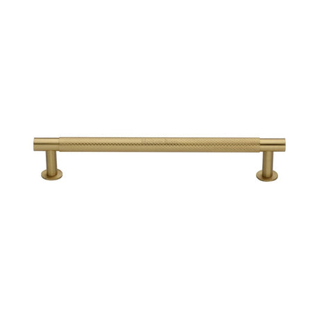 This is an image of a Heritage Brass - Cabinet Pull Partial Knurled Design with Rose 160mm CTC Satin Br, v4462-160-sb that is available to order from T.H Wiggans Ironmongery in Kendal.