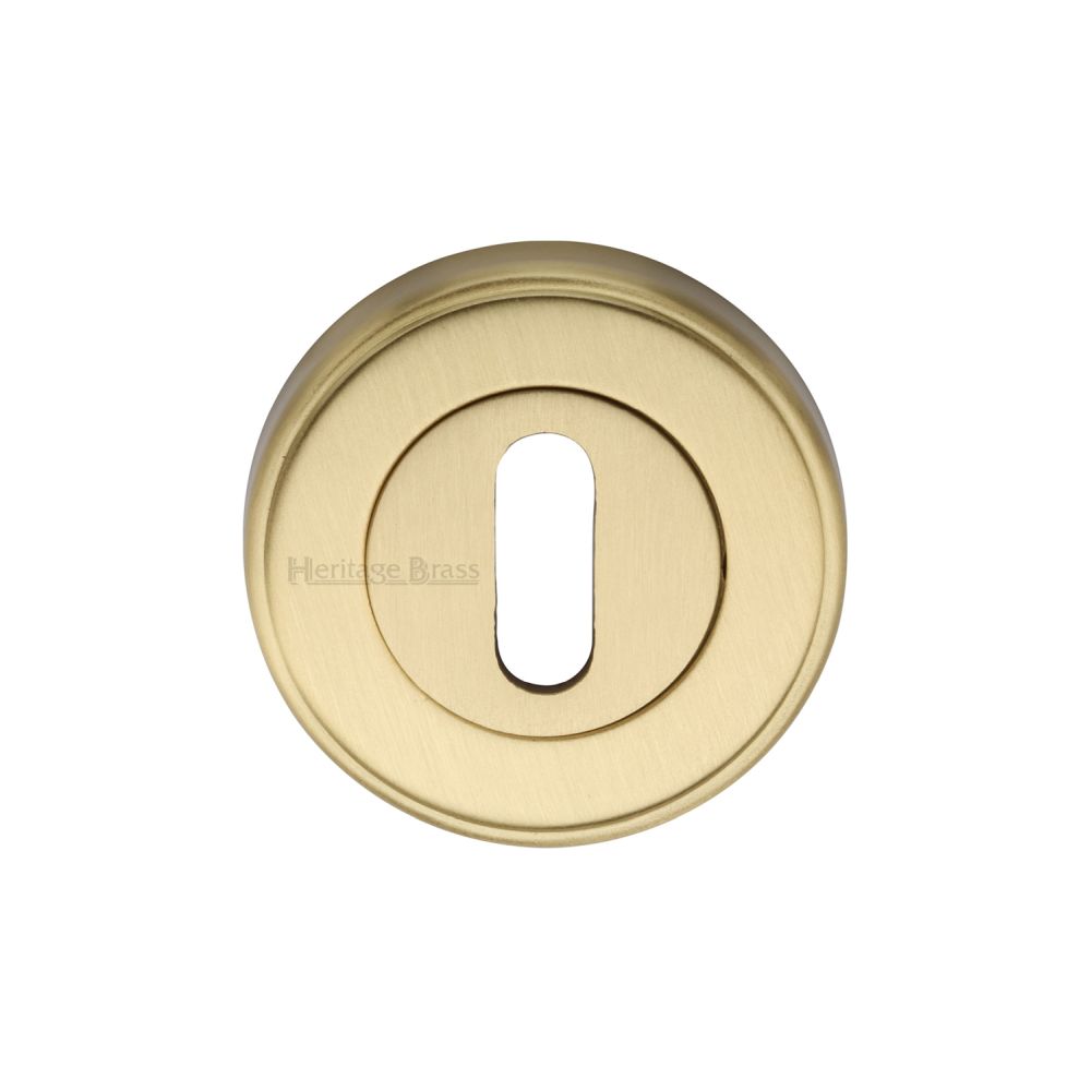 This is an image of a Heritage Brass - Key Escutcheon Satin Brass Finish, v5000-sb that is available to order from T.H Wiggans Ironmongery in Kendal.