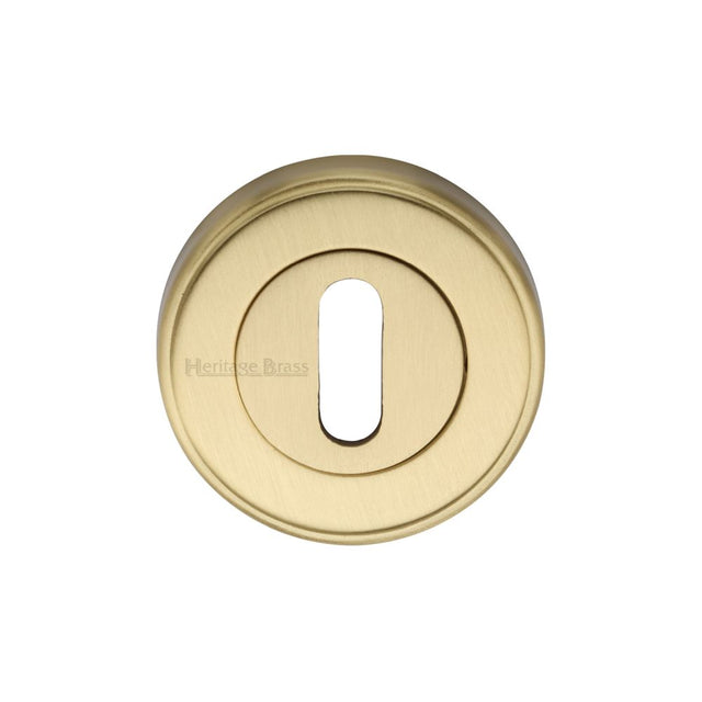 This is an image of a Heritage Brass - Key Escutcheon Satin Brass Finish, v5000-sb that is available to order from T.H Wiggans Ironmongery in Kendal.