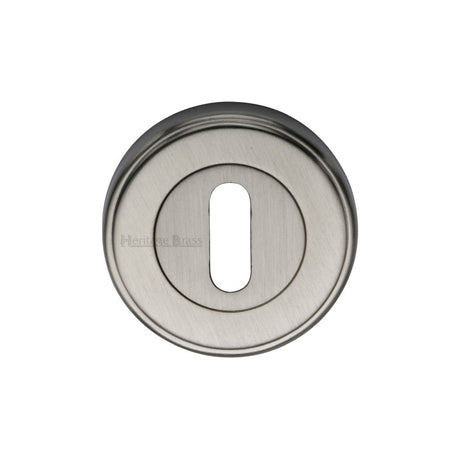This is an image of a Heritage Brass - Key Escutcheon Satin Nickel Finish, v5000-sn that is available to order from T.H Wiggans Ironmongery in Kendal.