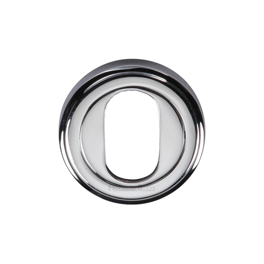 This is an image of a Heritage Brass - Oval Profile Cylinder Escutcheon Polished Chrome Finish, v5010-pc that is available to order from T.H Wiggans Ironmongery in Kendal.