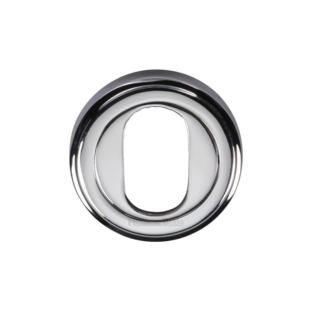 This is an image of a Heritage Brass - Oval Profile Cylinder Escutcheon Polished Chrome Finish, v5010-pc that is available to order from T.H Wiggans Ironmongery in Kendal.
