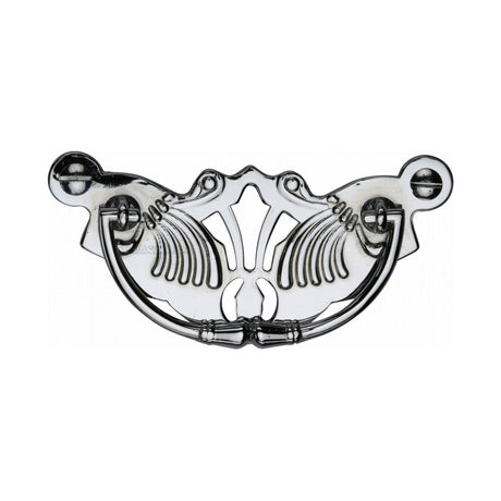 This is an image of a Heritage Brass - Cabinet Pull Ornate Plate Design Polished Chrome Finish, v5021-pc that is available to order from T.H Wiggans Ironmongery in Kendal.