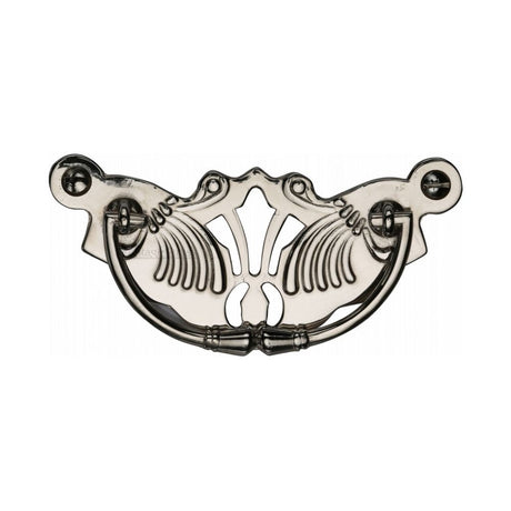 This is an image of a Heritage Brass - Cabinet Pull Ornate Plate Design Polished Nickel Finish, v5021-pnf that is available to order from T.H Wiggans Ironmongery in Kendal.