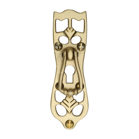 This is an image of a Heritage Brass - Cabinet Pull Ornate Design Satin Brass Finish, v5023-sb that is available to order from T.H Wiggans Ironmongery in Kendal.