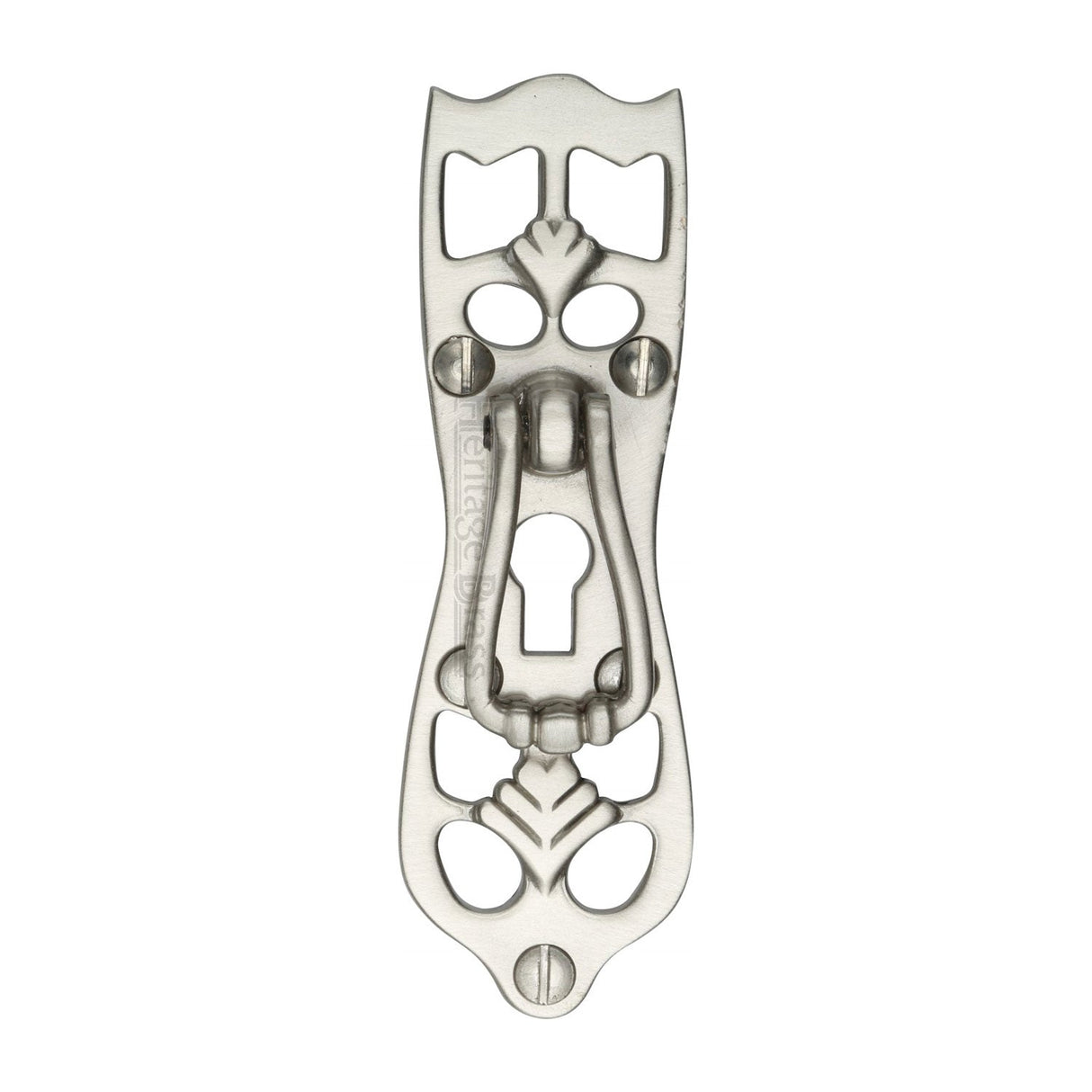 This is an image of a Heritage Brass - Cabinet Pull Ornate Design Satin Nickel Finish, v5023-sn that is available to order from T.H Wiggans Ironmongery in Kendal.