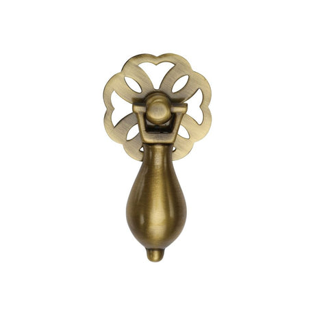 This is an image of a Heritage Brass - Cabinet Drop Pull Antique Brass Finish, v5025-at that is available to order from T.H Wiggans Ironmongery in Kendal.