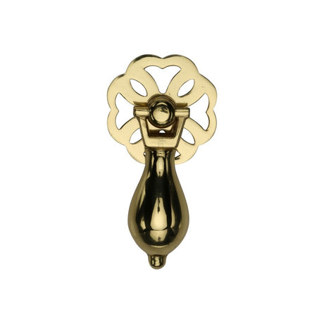 This is an image of a Heritage Brass - Cabinet Drop Pull Polished Brass Finish, v5025-pb that is available to order from T.H Wiggans Ironmongery in Kendal.