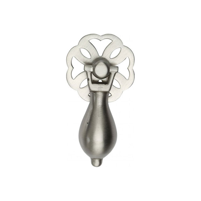 This is an image of a Heritage Brass - Cabinet Drop Pull Satin Nickel Finish, v5025-sn that is available to order from T.H Wiggans Ironmongery in Kendal.