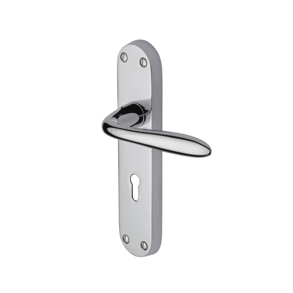 This is an image of a Heritage Brass - Door Handle Lever Lock Sutton Design Polished Chrome Finish, v6052-pc that is available to order from T.H Wiggans Ironmongery in Kendal.