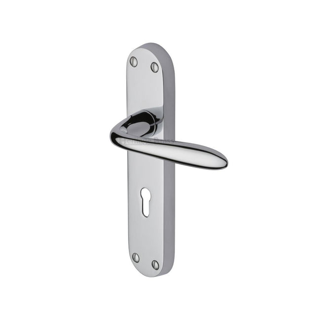 This is an image of a Heritage Brass - Door Handle Lever Lock Sutton Design Polished Chrome Finish, v6052-pc that is available to order from T.H Wiggans Ironmongery in Kendal.