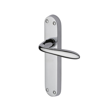 This is an image of a Heritage Brass - Door Handle Lever Latch Sutton Design Polished Chrome Finish, v6054-pc that is available to order from T.H Wiggans Ironmongery in Kendal.