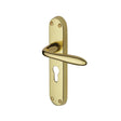 This is an image of a Heritage Brass - Door Handle for Euro Profile Plate Sutton Design Polished Brass Fin, v6057-pb that is available to order from T.H Wiggans Ironmongery in Kendal.