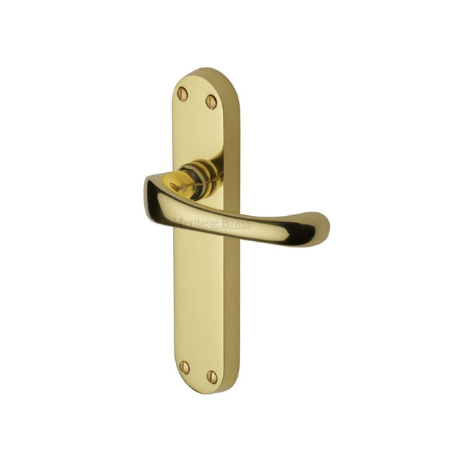 This is an image of a Heritage Brass - Door Handle Lever Latch Gloucester Design Polished Brass Finish, v6060-pb that is available to order from T.H Wiggans Ironmongery in Kendal.