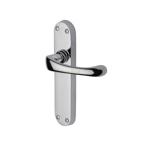 This is an image of a Heritage Brass - Door Handle Lever Latch Gloucester Design Polished Chrome Finish, v6060-pc that is available to order from T.H Wiggans Ironmongery in Kendal.