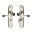This is an image of a Heritage Brass - Door Handle for Bathroom Gloucester Design Satin Nickel Finish, v6070-sn that is available to order from T.H Wiggans Ironmongery in Kendal.