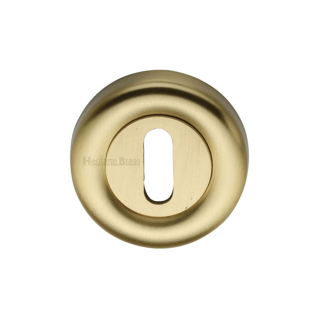 This is an image of a Heritage Brass - Key Escutcheon Satin Brass Finish, v6722-sb that is available to order from T.H Wiggans Ironmongery in Kendal.