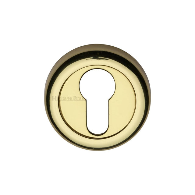 This is an image of a Heritage Brass - Euro Profile Cylinder Escutcheon Polished Brass Finish, v6724-pb that is available to order from T.H Wiggans Ironmongery in Kendal.