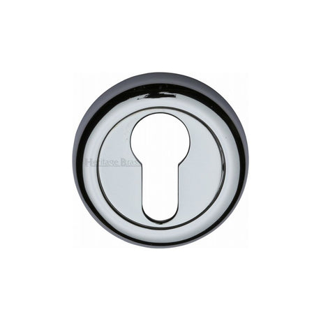 This is an image of a Heritage Brass - Euro Profile Cylinder Escutcheon Polished Chrome Finish, v6724-pc that is available to order from T.H Wiggans Ironmongery in Kendal.