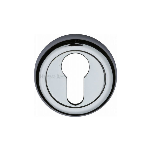 This is an image of a Heritage Brass - Euro Profile Cylinder Escutcheon Polished Chrome Finish, v6724-pc that is available to order from T.H Wiggans Ironmongery in Kendal.