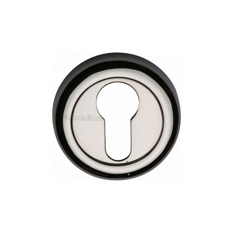 This is an image of a Heritage Brass - Euro Profile Cylinder Escutcheon Polished Nickel Finish, v6724-pnf that is available to order from T.H Wiggans Ironmongery in Kendal.