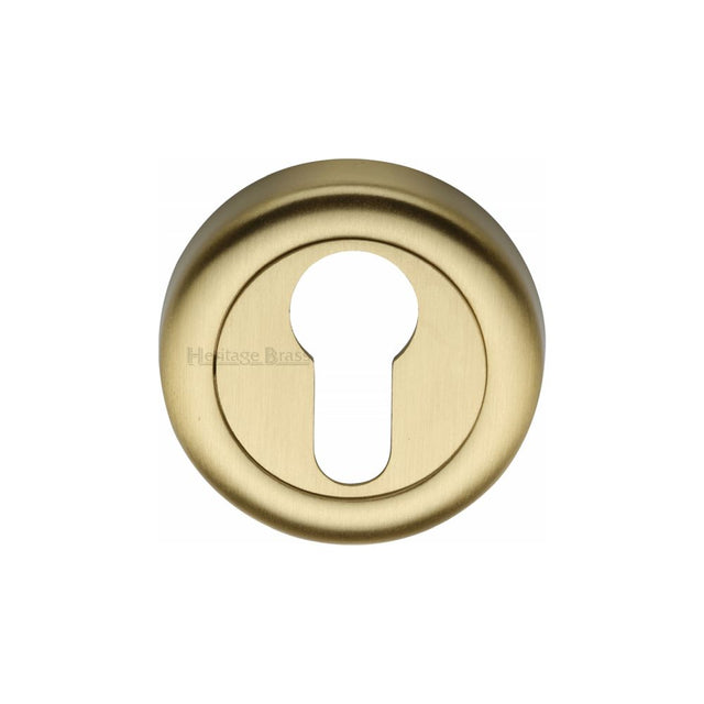This is an image of a Heritage Brass - Euro Profile Cylinder Escutcheon Satin Brass Finish, v6724-sb that is available to order from T.H Wiggans Ironmongery in Kendal.