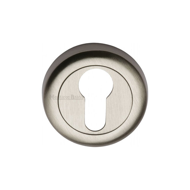 This is an image of a Heritage Brass - Euro Profile Cylinder Escutcheon Satin Nickel Finish, v6724-sn that is available to order from T.H Wiggans Ironmongery in Kendal.