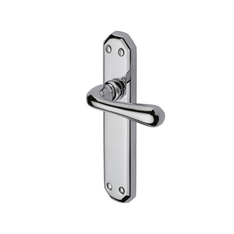 This is an image of a Heritage Brass - Door Handle Lever Latch Charlbury Design Polished Chrome Finish, v7060-pc that is available to order from T.H Wiggans Ironmongery in Kendal.