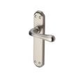 This is an image of a Heritage Brass - Door Handle Lever Latch Charlbury Design Satin Nickel Finish, v7060-sn that is available to order from T.H Wiggans Ironmongery in Kendal.